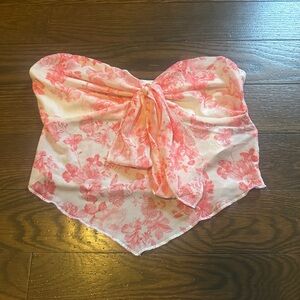 Floral Pink and White Scarf Top